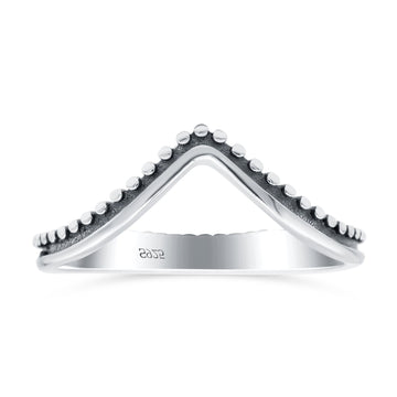 V Shaped Band Oxidized Solid 925 Sterling Silver Thumb Ring (8mm)